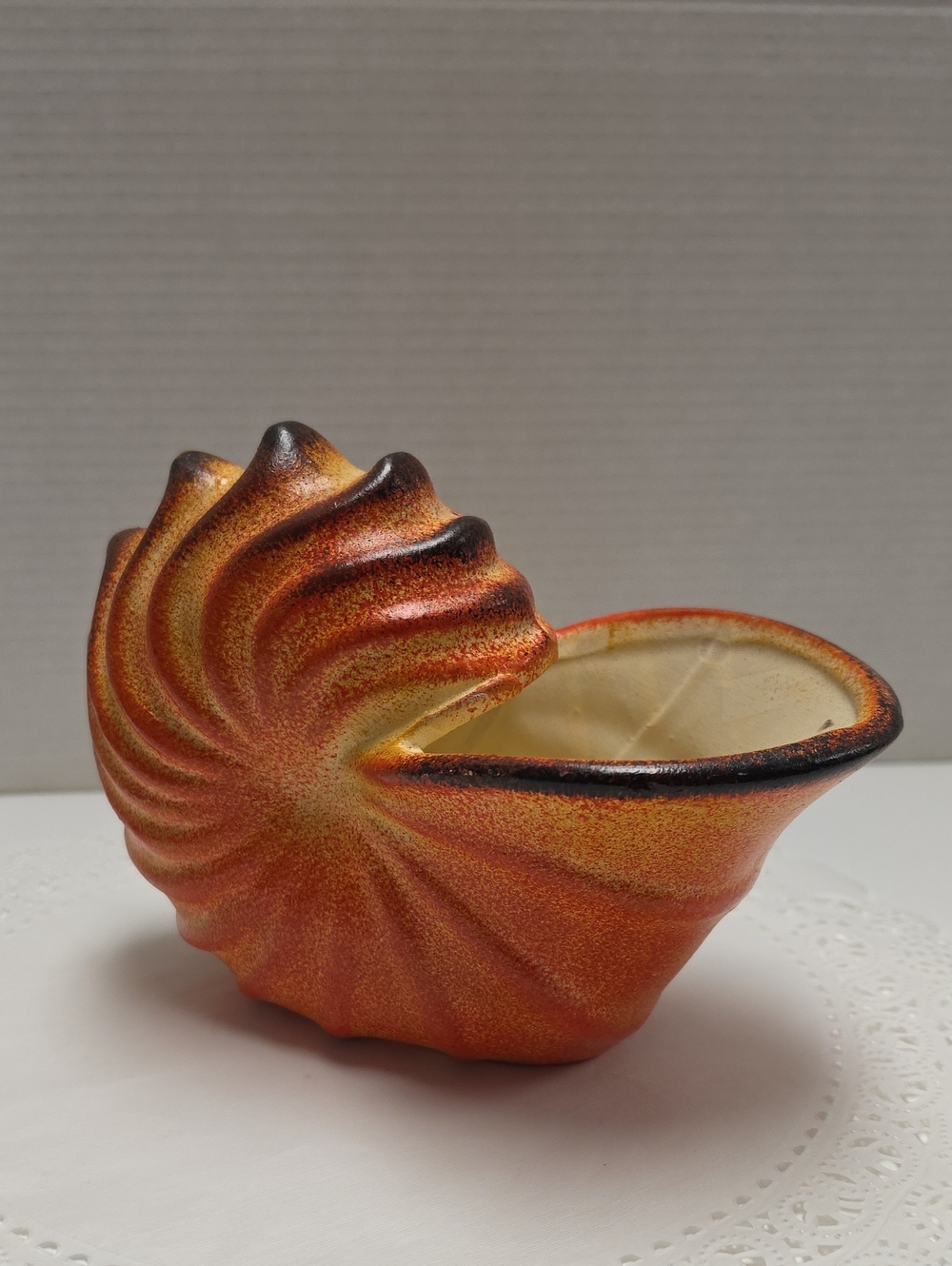 Orange Ceramic Shell Planter - Decorative Home Art